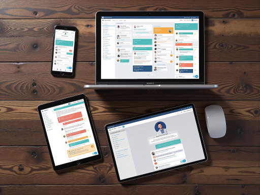 社交网络界面展示，显示多个用户头像围绕空间位置排列，聊天气泡和互动元素